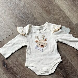 Baby Essentials Cream Deer Bodysuit 6M